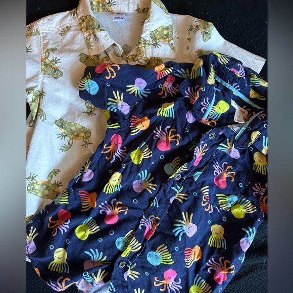 Little boy button up. Frog is 4T (Old Navy) Octopus is 5T (Target) - Picture 1 of 1
